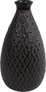 Vaas "Brent" S zwart/bruin aardewerk 14x14x25,5cm